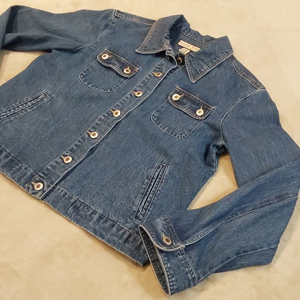 Vintage 80's JAMAICA BAY Blue Denim Button Up Jean Jacket Womens Size L - Picture 3 of 12